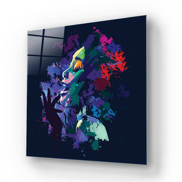 Vibrant abstract glass art featuring colorful female profile, ideal for luxury residential or commercial decor