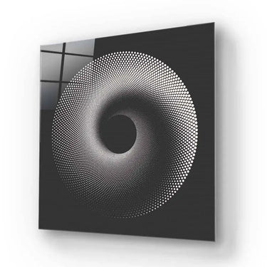 Black Abstract Halftone Spiral Glass Wall Art - DIY - CreoGlass®