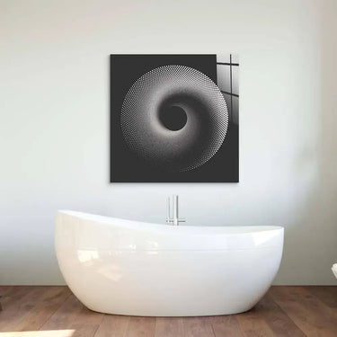 Black Abstract Halftone Spiral Glass Wall Art - DIY - CreoGlass®