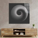 Black Abstract Halftone Spiral Glass Wall Art - DIY - CreoGlass®