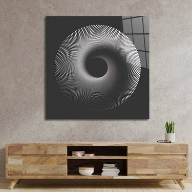 Black Abstract Halftone Spiral Glass Wall Art - DIY - CreoGlass®