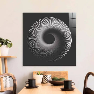 Black Abstract Halftone Spiral Glass Wall Art - DIY - CreoGlass®