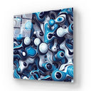 Blue and White Abstract Drops Glass Wall Art - DIY - CreoGlass®