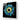 Bespoke decorative glass art with blue and yellow abstract design on black background