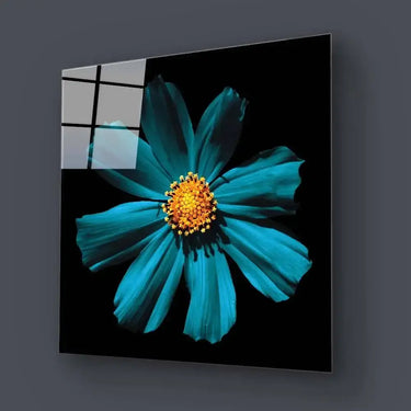 Cerulean Daisy Glass Wall Art - Square Sizes - DIY - CreoGlass®