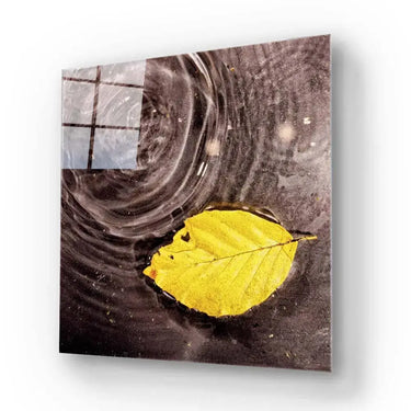 Fallen Autumn Leaf on Water Glass Wall Art - DIY - CreoGlass®