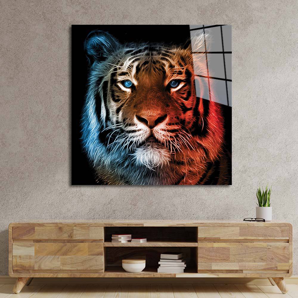 Fire and Ice Tiger Glass Wall Art - DIY - CreoGlass®