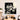 Black and white jazz band wall art featuring trumpet, bass, and drums in modern dining room