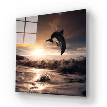 Leaping Dolphin Classic Glass Wall Art - DIY - CreoGlass®