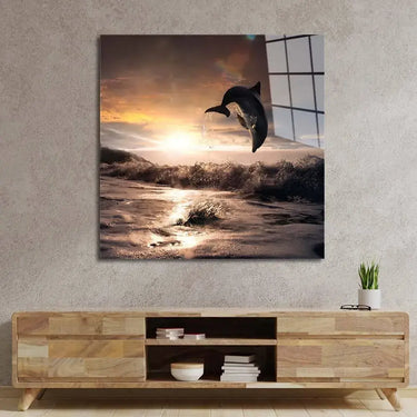 Leaping Dolphin Classic Glass Wall Art - DIY - CreoGlass®