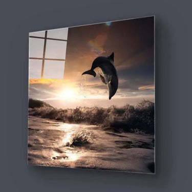 Leaping Dolphin Classic Glass Wall Art - DIY - CreoGlass®