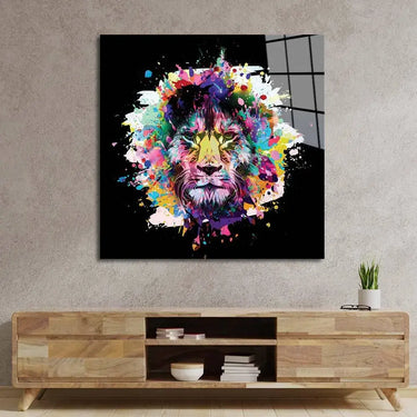 Paint Splash Lion Glass Wall Art - DIY - CreoGlass®