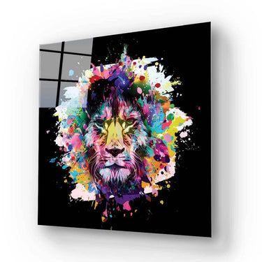 Paint Splash Lion Glass Wall Art - DIY - CreoGlass®