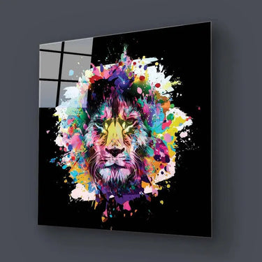 Paint Splash Lion Glass Wall Art - DIY - CreoGlass®