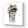 Colorful rainbow and floral art print on canvas featuring classical sculpture portrait with butterfly accents
