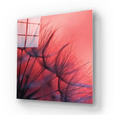 Red Dandelion Glass Wall Art - Square Sizes - DIY - CreoGlass®