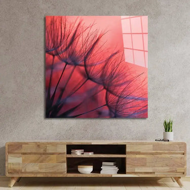 Red Dandelion Glass Wall Art - Square Sizes - DIY - CreoGlass®