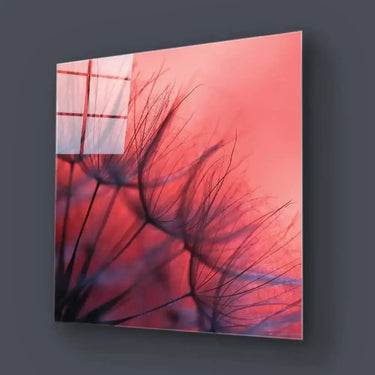 Red Dandelion Glass Wall Art - Square Sizes - DIY - CreoGlass®