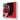 Pop art glass wall art with bold red and black design, featuring stylized woman's face and sunglasses