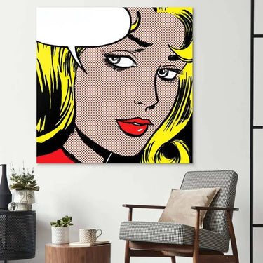 Retro Woman with Speech Bubble Glass Wall Art - DIY - CreoGlass®
