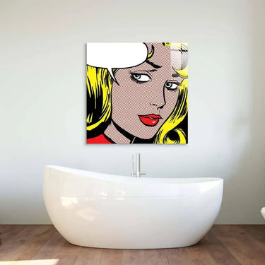 Retro Woman with Speech Bubble Glass Wall Art - DIY - CreoGlass®