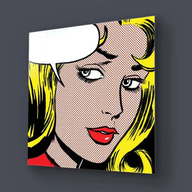 Retro Woman with Speech Bubble Glass Wall Art - DIY - CreoGlass®
