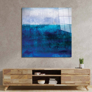 Textured Shades of Blue Glass Wall Art - DIY - CreoGlass®