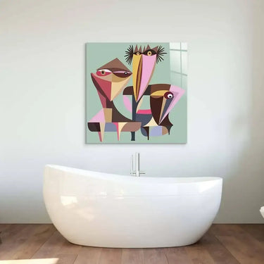Three Abstract Birds Glass Wall Art - DIY - CreoGlass®