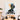 Abstract art print with bold geometric face design, floral accents, and black-and-white patterns for modern wall decor