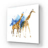 Watercolor giraffe art print with blue splashes, ideal for modern home decor
