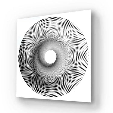 White Abstract Halftone Spiral Glass Wall Art - DIY - CreoGlass®
