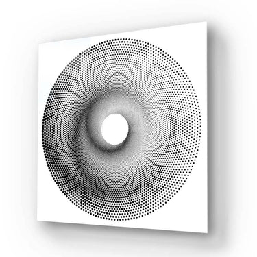 Bespoke decorative glass panel with halftone dot pattern for modern interior design