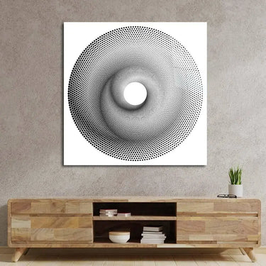 White Abstract Halftone Spiral Glass Wall Art - DIY - CreoGlass®