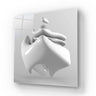 Bespoke 3D abstract glass art panel with sculptural white design for modern interiors