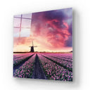 Windmill And Tulips Glass Wall Art - Square Sizes - DIY - CreoGlass®