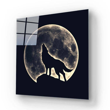 Wolf Under the Moon Glass Wall Art - DIY - CreoGlass®