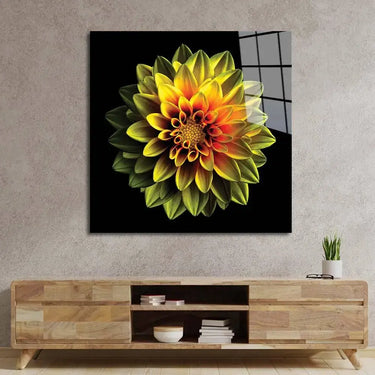 Yellow Dahlia Glass Wall Art - Square Sizes - DIY - CreoGlass®