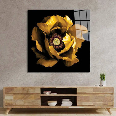 Yellow Peony Glass Wall Art – Square Sizes – DIY - CreoGlass®