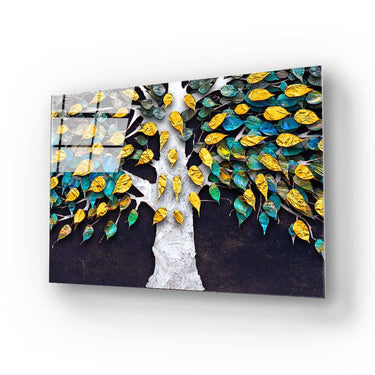 3D Tree with Gold Leaves Glass Wall Art - DIY - CreoGlass®