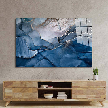 Abstract Blue and Grey Marble Glass Wall Art - DIY - CreoGlass®