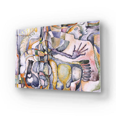 Abstract Man, Woman and their Cat Glass Wall Art - DIY - CreoGlass®