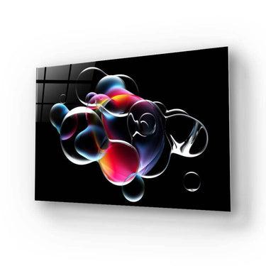 Bespoke decorative glass panel with vibrant 3D bubble design, ideal for luxury interiors and modern architecture.