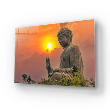 Big Bronze Amoghasiddhi Buddha Statue Glass Wall Art - DIY - CreoGlass®