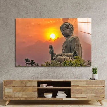 Big Bronze Amoghasiddhi Buddha Statue Glass Wall Art - DIY - CreoGlass®