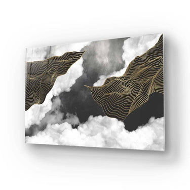 Black and Gold Geometric Clouds Glass Wall Art - DIY - CreoGlass®