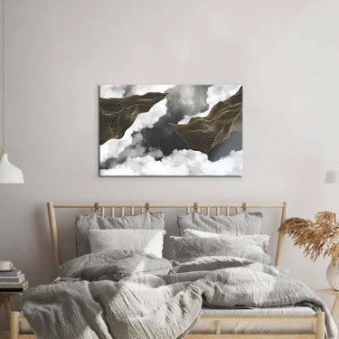 Black and Gold Geometric Clouds Glass Wall Art - DIY - CreoGlass®