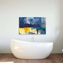 Blue and Yellow Modern Abstract Glass Wall Art - DIY - CreoGlass®