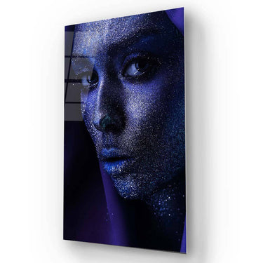 Blue Glitter Makeup Glass Wall Art - DIY - CreoGlass®