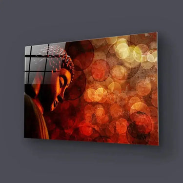 Bronze Zen Buddha Statue Meditating Blurred Glass Wall Art - DIY - CreoGlass®