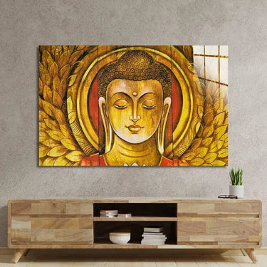 Buddha Meditation Textured Wooden Painting Glass Wall Art - DIY - CreoGlass®